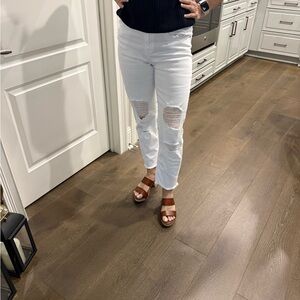 Rewash White Distressed Ankle Jeans